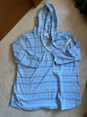 Talbots Light Blue Striped Knit Top sz X